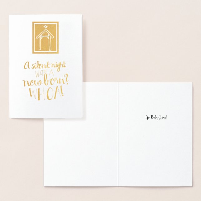 "En tyst natt med nyfödd?" Foil Helgdag Card Folierat Kort (Display)