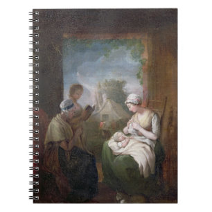 En tyst tid, c.1810 (olja på arbetsyta) anteckningsbok med spiral