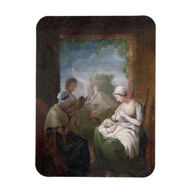 En tyst tid, c.1810 (olja på arbetsyta) magnet (Vertikal)