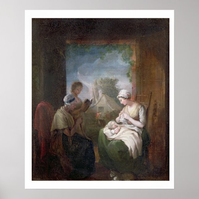 En tyst tid, c.1810 (olja på arbetsyta) poster (Framsidan)