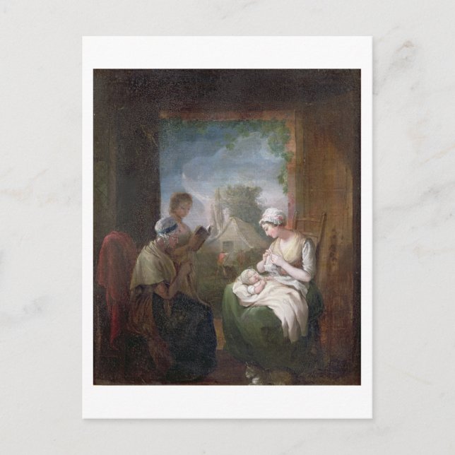 En tyst tid, c.1810 (olja på arbetsyta) vykort (Framsida)