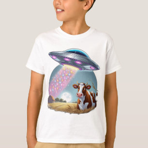 En UFO-kidnappning av en ko, med strålen av gnista T Shirt