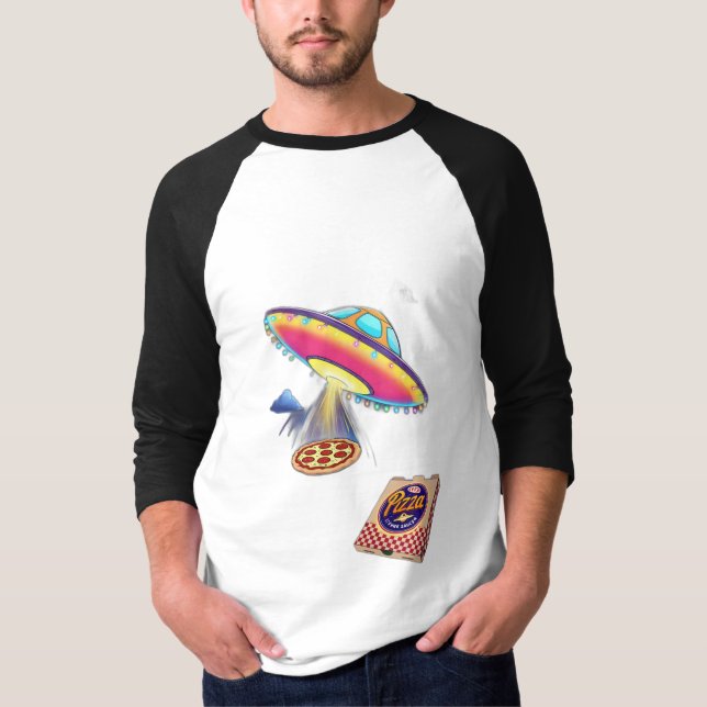 En UFO som levererar pizza. T Shirt (Framsida)