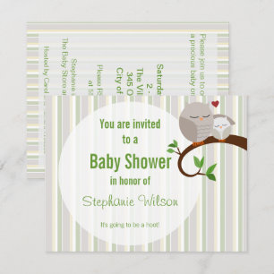 En Ugglas Glädje Baby Shower Ugglinbjudan Inbjudningar