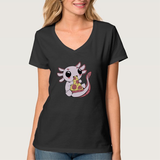 En underbar axolotl som äter pizza t shirt (Framsida)
