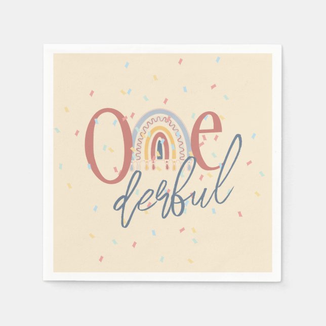 En underbar första födelsedag, Boho-regnbågsfödels Pappersservett (Framsidan)