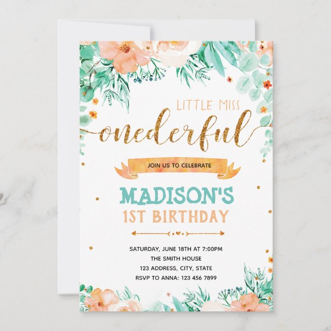 En underbar inbjudan på första födelsedagen (Framsida)