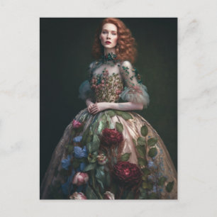 En underbar kvinna i Blommigt Dress AI Generated A Vykort