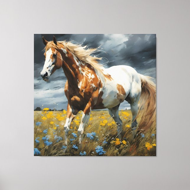 En underbar Pinto Horse Canvastryck (Framsida)