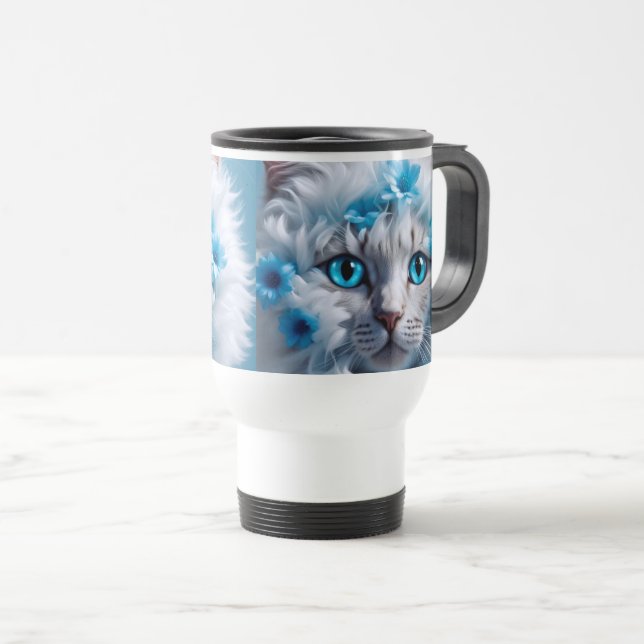 En underbar Resemugg&hantera färgad katt med blått Resemugg (Framsida höger)