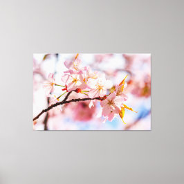 En underbar samling Sakura-blommor på rosa bakgrun Canvastryck