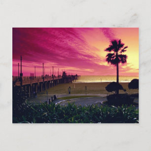 En underbar solnedgång vid piren, Huntington Beach Vykort