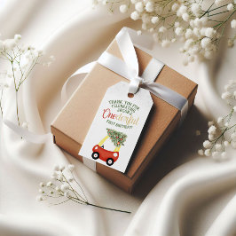 En underbar tid på året Röd bil 1-årsdag Presentetikett