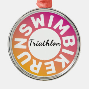 En underbar Triathlon-gåva till din vän eller fami Julgransprydnad Metall