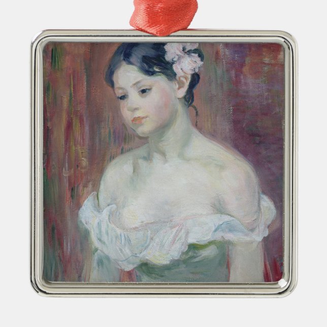 En ung flicka, 1893 julgransprydnad metall (Framsidan)