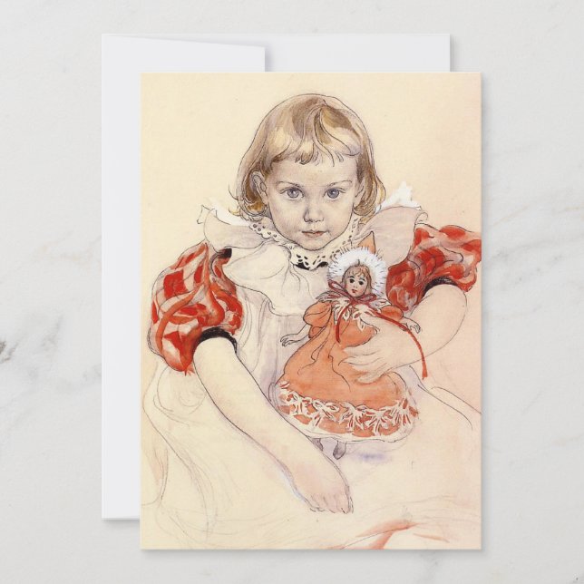 En ung flicka med en docka av Carl Larsson, Julkort (Framsida)