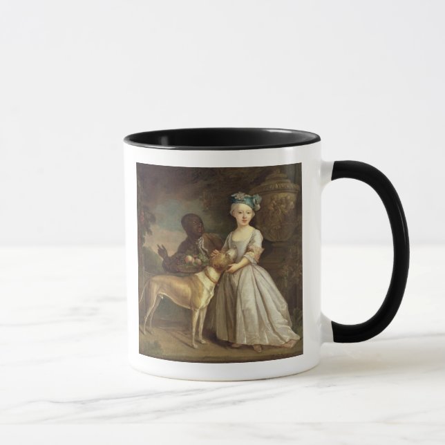 En ung flicka med en hund och en sida, 1720-30 mugg (Höger)