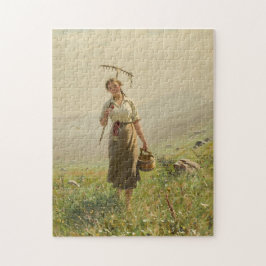 En ung kvinna i ängen av Hans Dahl Pussel