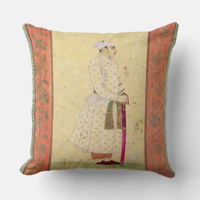 En ung nobleman av den Mughal domstolen, från Kudde (Framsida)
