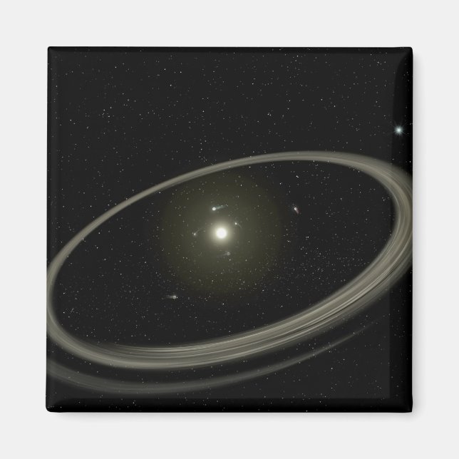 En ung stjärna omringad av planeter av fullt storl magnet (Framsidan)