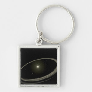 En ung stjärna som cirklas av normalformat planet fyrkantig silverfärgad nyckelring