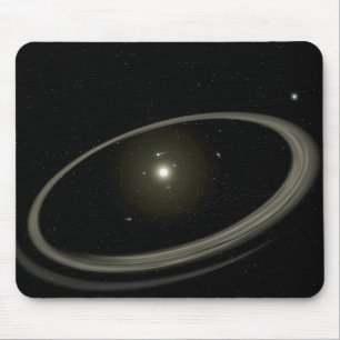 En ung stjärna som cirklas av normalformat planet musmatta