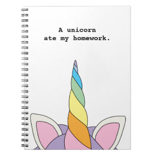 En Unicorn åt min roliga anteckningsbok för läx