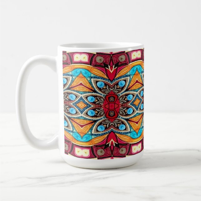 En unik färgrik klassisk traditionell design kaffemugg (Vänster)