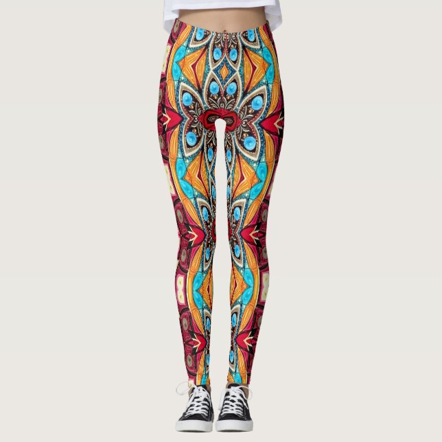 En unik färgstark "Ratti_Kreativ_Arts" Leggings (Framsida)