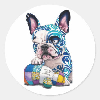 En unik jättelik Fransk-bulldog Runt Klistermärke
