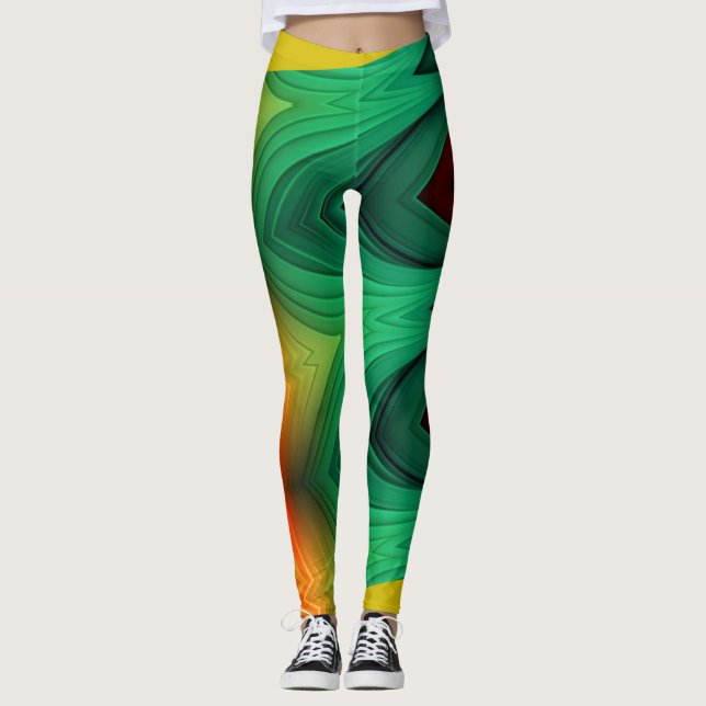 En unik söt flerfärgad "Ratti_Creative_Arts" Le Leggings (Framsida)