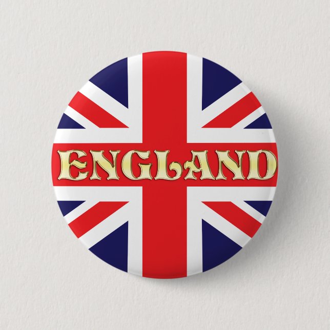 En Union Jack flagga med England över hela den Knapp (Framsida)