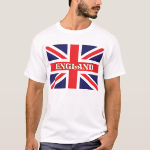 En Union Jack flagga med England skrev om det T-shirt