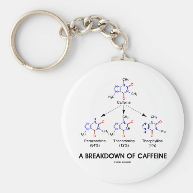 En uppdelning av koffein (kemiska molekyler) nyckelring (Framsidan)