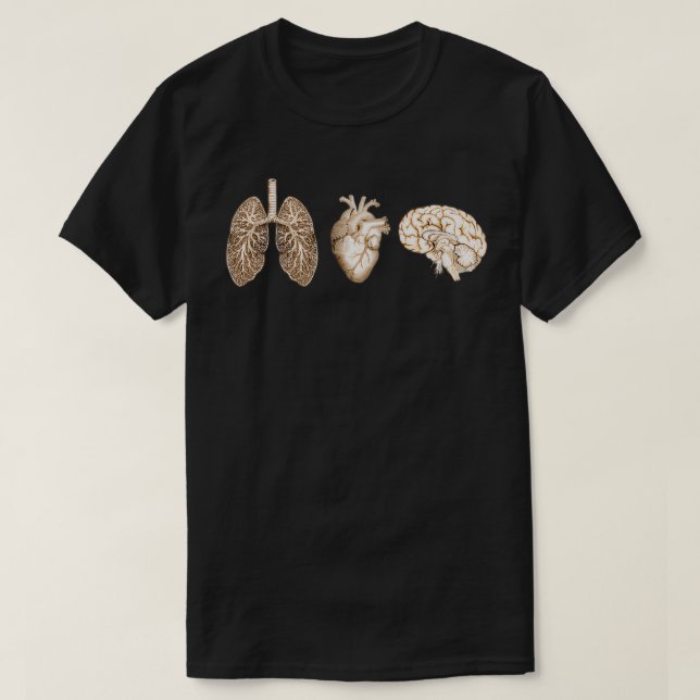 En uppsättning av humana lunghjärt - och hjärnans  t shirt (Design framsida)