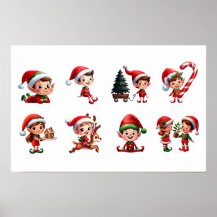 En uppsättning julklappar i olika former poster