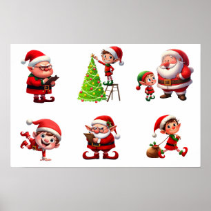 En uppsättning julklappar i olika former poster