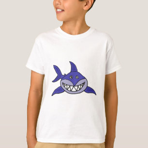En uppsluppen grina hajtecknad t-shirt