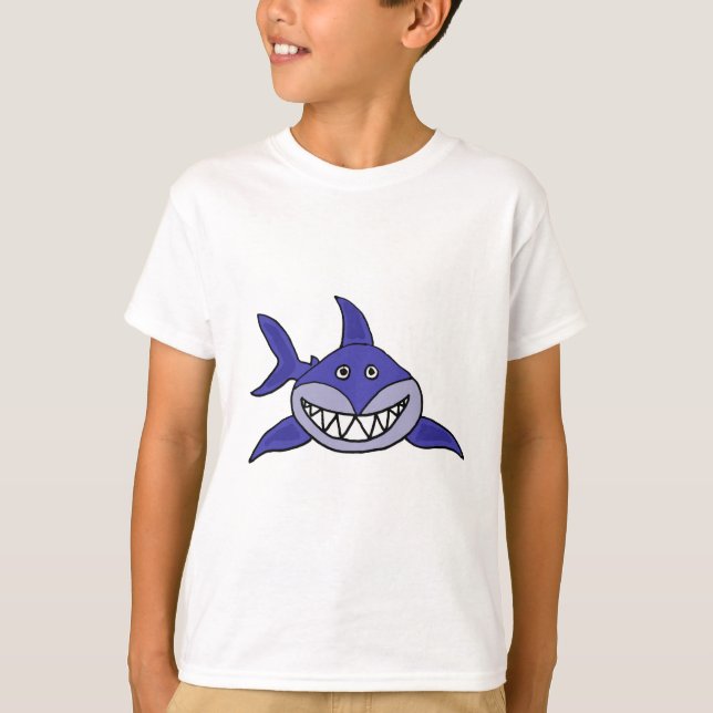 En uppsluppen grina hajtecknad t-shirt (Framsida)