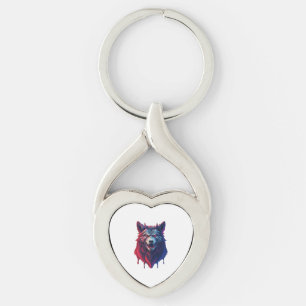 En utförlig illustration av ansikte ondskefulla ni twisted heart silverfärgad nyckelring