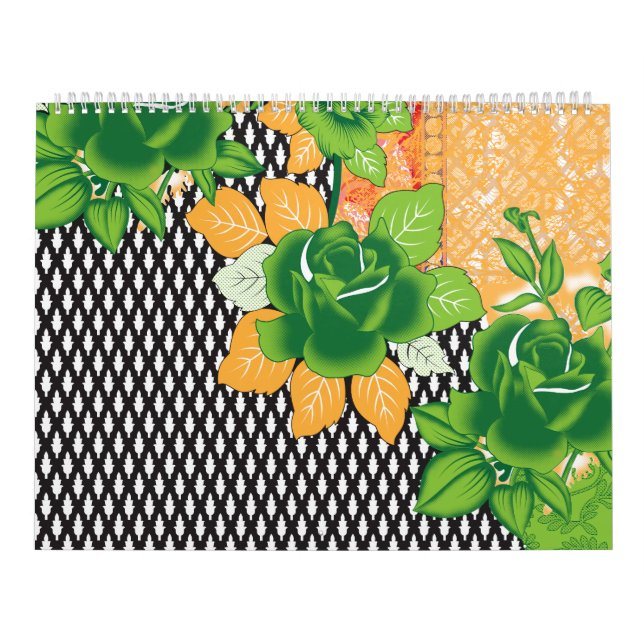 en utformning av grönt- och gultens vägghängning kalender (Omslag)