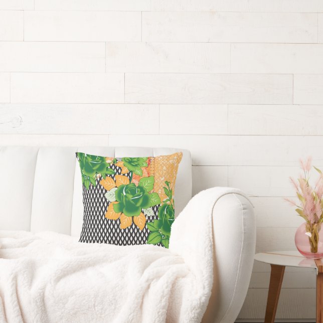 en utformning av grönt- och gultens vägghängning kudde (Soffa)