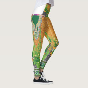 en utformning av grönt- och gultens vägghängning leggings