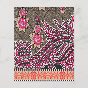 en utformning av rosa och brunt paisley mönster flygblad