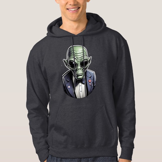 En utomjording klädd i kostym. hoodie (Framsida)