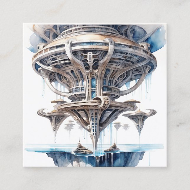 En utomjordingsarkitektur uppifrån och ned är en t fyrkantigt visitkort (Framsida)