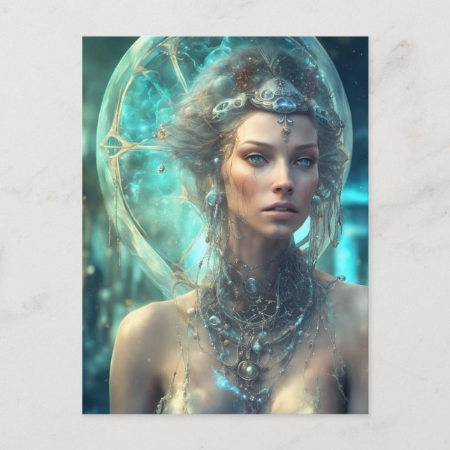 En utomjordisk science fiction-kvinna vykort (Framsida)