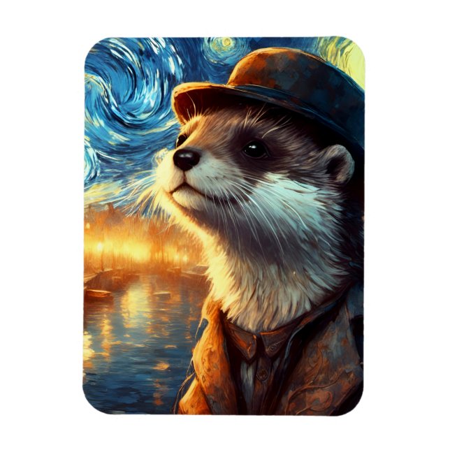 En utter i stjärnnatten magnet (Vertikal)