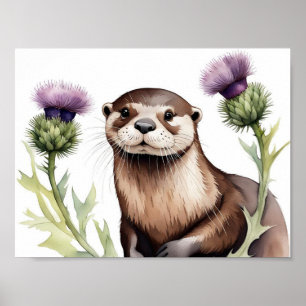En utter med en halm poster
