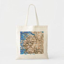 En utvecklad paisley mönster i blå och brun, hi tygkasse